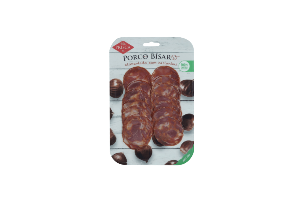 Salpicão Fatiado Porco Bísaro com Envelope Prisca 80g Salpicão Porco Bísaro Fat. 80gr